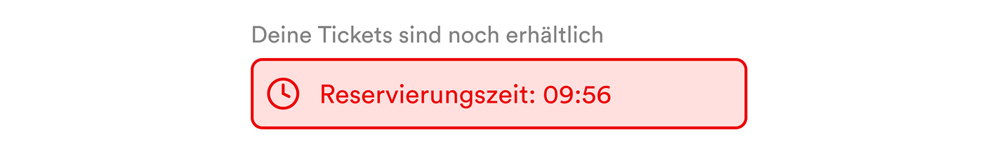 Screenshot: Anzeige Countdown der Zeit bis wann Tickets reserviert sind.